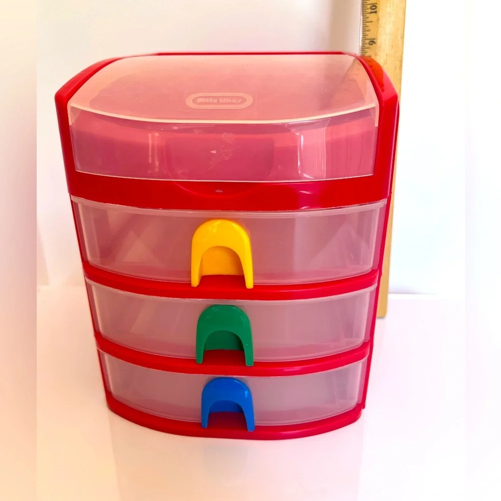 Vintage Three Drawer Desktop Organizer and Covered Compartment by Little Tikes.